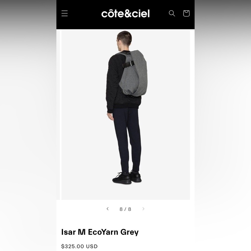Cote & Ciel Isar M EcoYarn Grey backpack luggage carryon